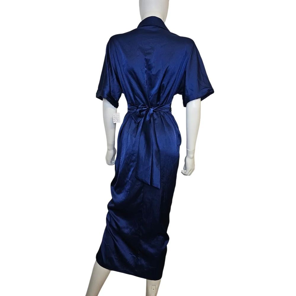 Amazon Elegant Blue Midi Dress with Tie Front - Picture 3 of 4